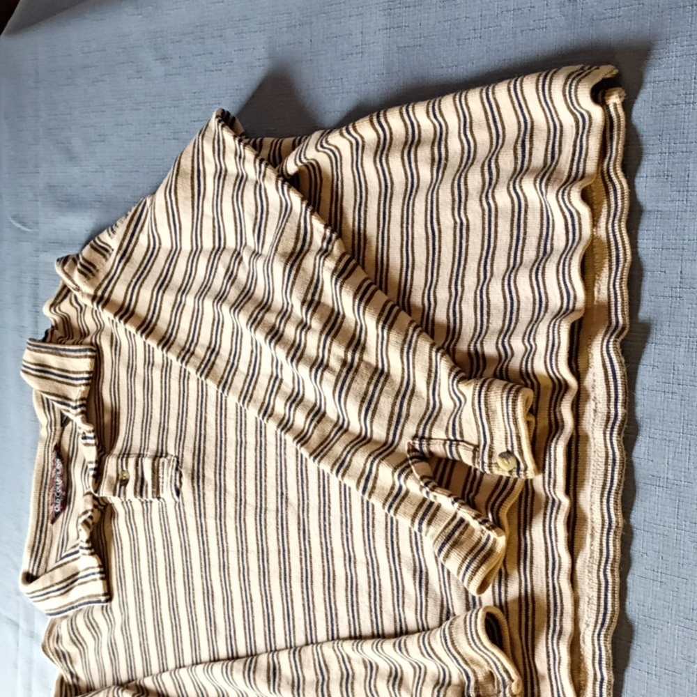 Old College Inn Striped Polo in Cream, Navy & Olive - Picture 7 of 10